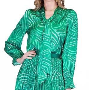 NEW JADE pathways tie blouse in green